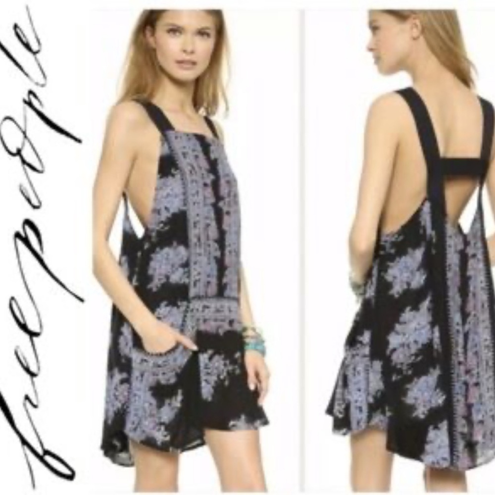 Free People Black and Purple Dress